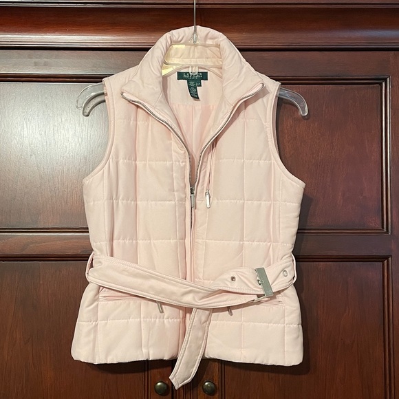 LAUREN Ralph Lauren Petite Baby Pink Puffer Vest Size Small - Picture 3 of 6